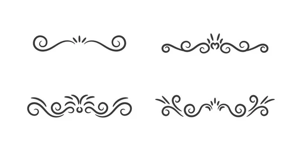 Hand Drawn Art Swirl Frame Borders Ornament Set Vector Illustration — Stock Vector