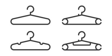 Çamaşır unsurları için askı simgesi beyaz arkaplanda izole edilmiş vektör tasarımı.