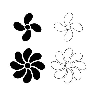 Beyaz arkaplan üzerindeki pervane simgesi veya fan sembolü izole edilmiş vektör çizimi.