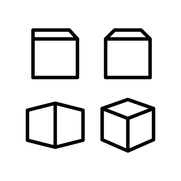盒体轮廓图标集平面设计白色背景的孤立向量图 — 图库矢量图片