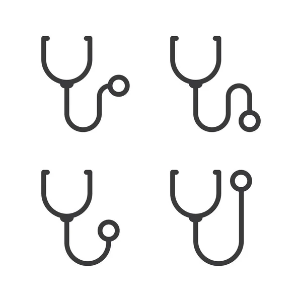Stethoscope Icon Set Isolated Flat Design Vector Illustration White Background — Stock Vector