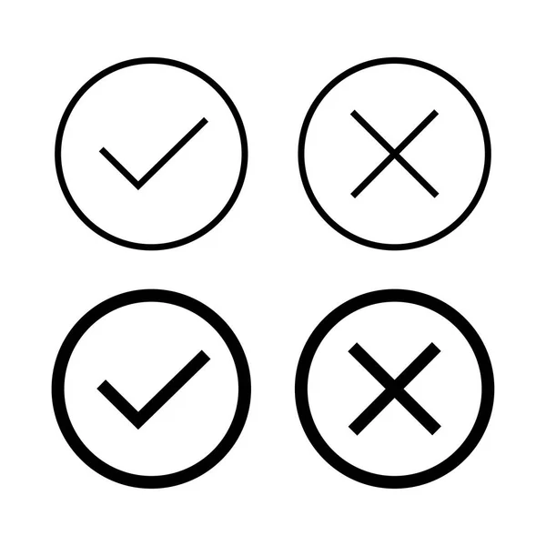 Check Mark Cross Icon Yes Sign Isolated Vector Illustration White — Stock Vector