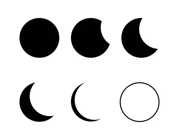 Set Von Mond Fortschritt Form Symbol Isoliert Vektor Illustration Auf — Stockvektor