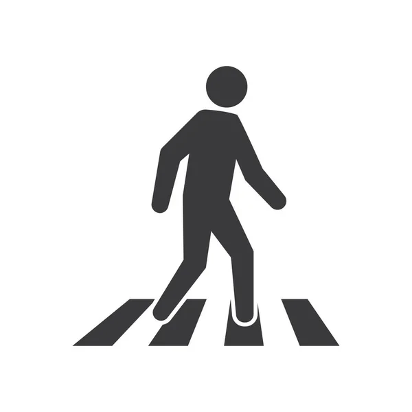 横断歩道アイコンのシンボル白の背景に隔離されたフラットデザインベクトルイラスト — ストックベクタ