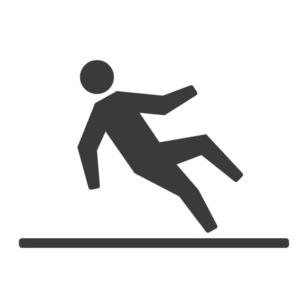 滑りやすい床の道路や落下危険事故アイコンのベクトル図白の背景 — ストックベクタ
