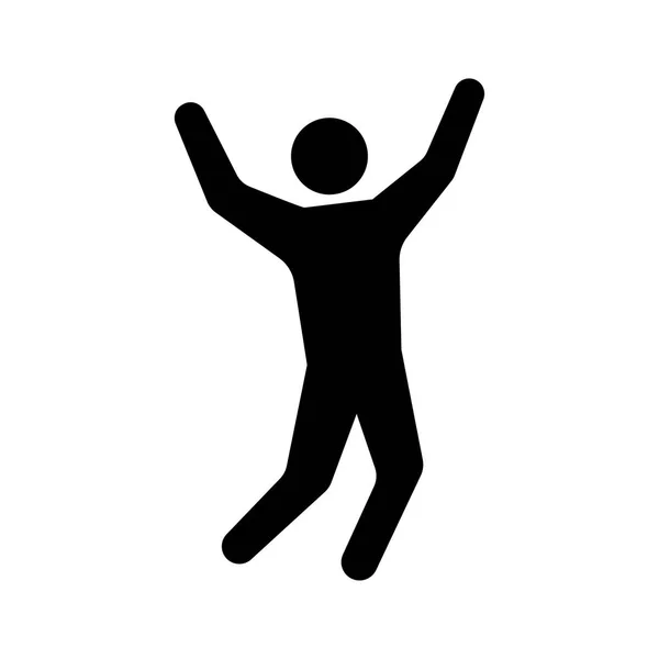 开心的手势或男人举臂图标 白色背景上孤立的平面设计矢量图解 — 图库矢量图片