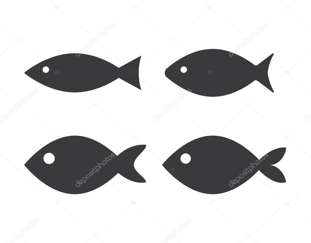 Fish icon, seafood or farm water animal isolated flat design vector illustration on white background.