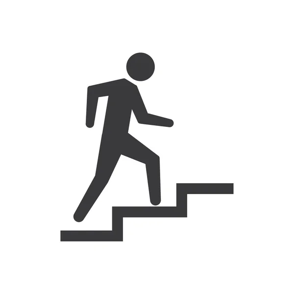 Homem Subir Escadas Ícone Silhueta Simples Estilo Plano Vetor Ilustração — Vetor de Stock