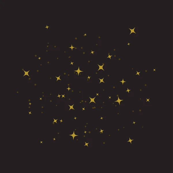 Golden Stars Sky Icon Simple Flat Vector Illustration Black Background — Stock Vector