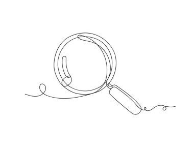 Büyütme cam arama sembolü beyaz arkaplanda izole edilmiş vektör çizimi.