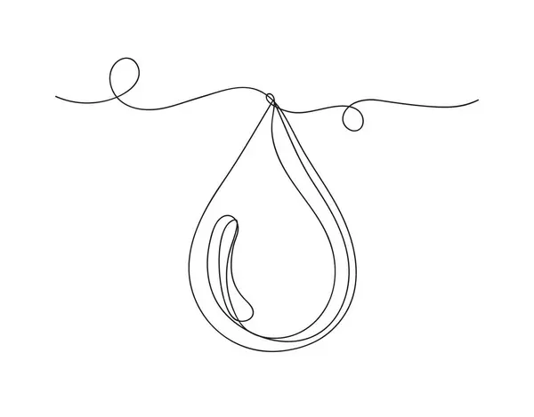 Continuous One Line Water Droplet Shape Vector Illustration White Background — Vetor de Stock