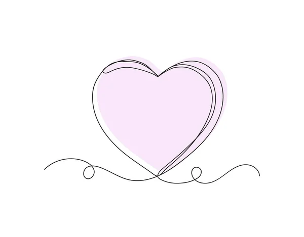 Continuous One Line Heart Love Isolated Vector Illustration White Background — Stock Vector