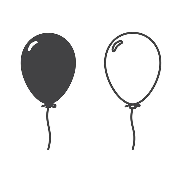 Balon Simgesi Ayarlandı Parti Balonu Ikonu Süslemesi Doğum Günü Beyaz — Stok Vektör