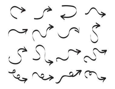 El çizimi ok beyaz arkaplanda izole edilmiş vektör illüstrasyonunu ayarla.