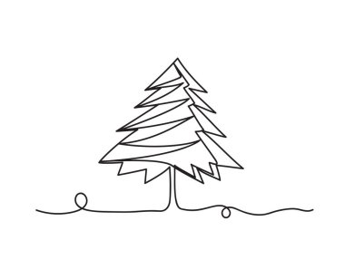 Noel ağacı beyaz arkaplanda tek satır ikon vektör illüstrasyonuName.