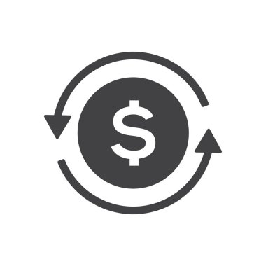 İade simgesi, döviz kuru, nakit geri ödeme, hızlı kredi, ipotek yeniden finanse, sigorta konsepti, fon yönetimi, yatırım dönüşü, beyaz arka planda izole vektör ilülasyonu.