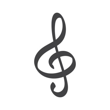 Müzik notaları simgesi, beyaz arkaplan üzerinde müzikal tuş işareti vektör çizimi.