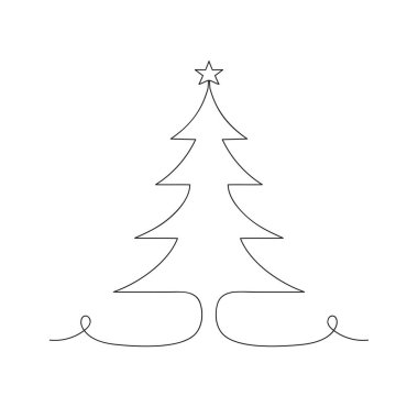 Noel ağacı beyaz arkaplanda tek satır ikon vektör illüstrasyonuName.
