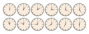 Beyaz arkaplanda duvar saati simgesi izole edilmiş vektör çizimi.