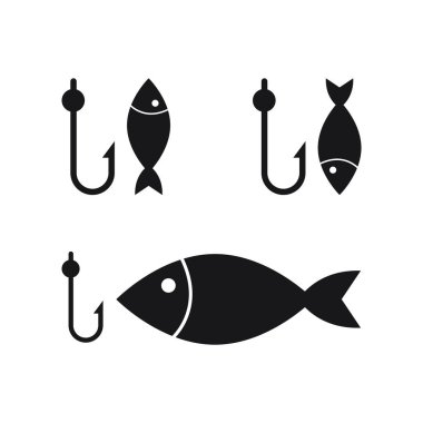 Beyaz arkaplanda balık simgesi izole edilmiş vektör çizimi.