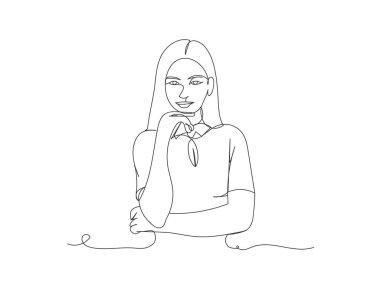 Aralıksız tek satır sanat kadını beyaz arka planda izole bir vektör çizimi oluşturur.