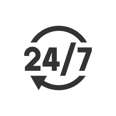 Beyaz arkaplanda 24 açık servis simgesi vektör illüstrasyonu.