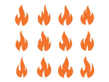 Ateş alevi beyaz arkaplanda izole edilmiş vektör illüstrasyonu.