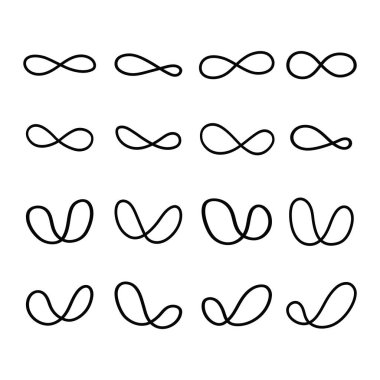 Sonsuzluk simgesi şekli beyaz arkaplanda izole edilmiş vektör çizimi.