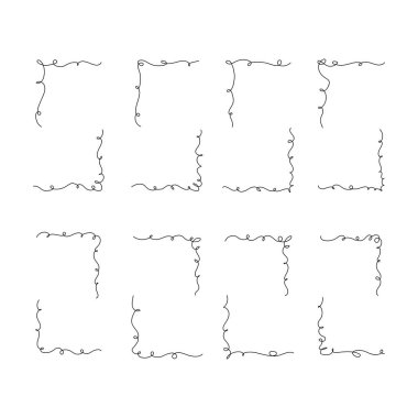 Girdap kenarlığı çerçeve çizgisi çizimi beyaz arkaplanda izole edilmiş vektör çizimi.