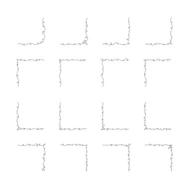 Beyaz arkaplan üzerindeki estetik soyut girdap köşeli çerçeve sanat dekorasyon vektörü illüstrasyonu.