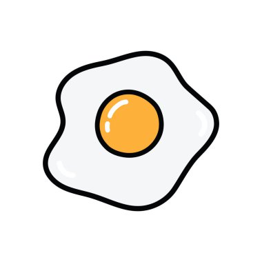 Kızarmış yumurta karalama simgesi şekli beyaz arkaplanda izole edilmiş vektör çizimi.