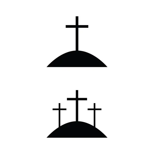 Cross Rip Grab Ikone Oder Grabstein Begräbnis Symbol Vektor Illustration lizenzfreie Stockillustrationen