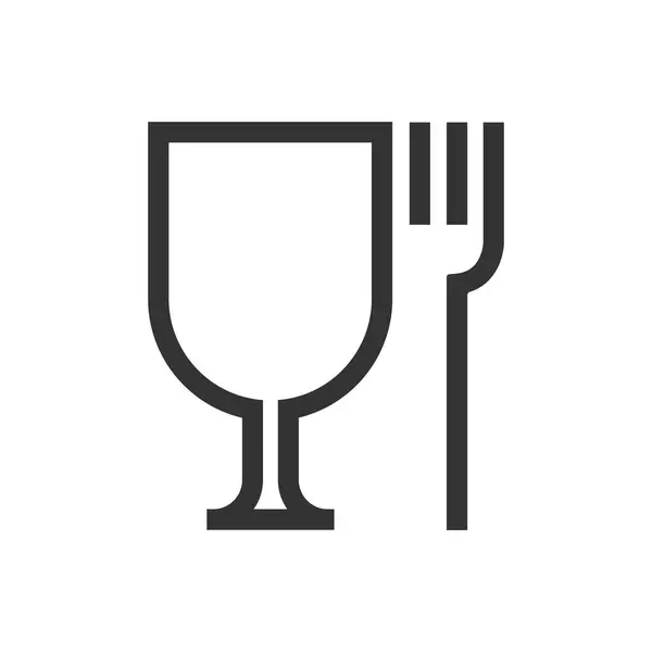 Lebensmittelqualität Vektor Symbol Oder Lebensmittelechtes Material Wein Glas Und Gabel Stockvektor