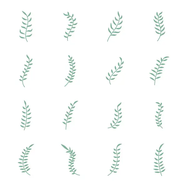 Grüne Blätter Ästhetisches Element Isolierte Vektorillustration Auf Weißem Hintergrund lizenzfreie Stockvektoren