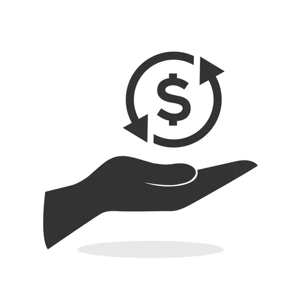 Dollarwährungssymbol Auf Palmenhand Symbol Vektor Illustration Auf Weißem Hintergrund Stockvektor