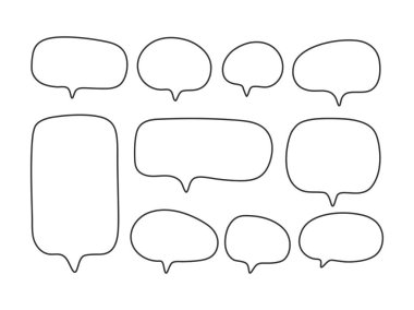 Basit dış hat konuşma balonu seti simgesi izole edilmiş beyaz arkaplan vektör çizimi.