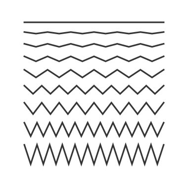 Zigzag çizgileri koleksiyonu beyaz arkaplan üzerine izole vektör illüstrasyonunu ayarladı.