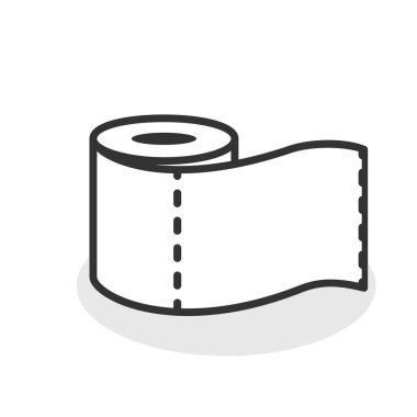 Beyaz arkaplanda doku tuvalet kağıdı simgesi izole edilmiş vektör çizimi.