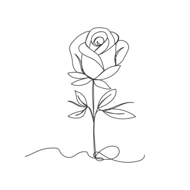 Güzel çiçek. Beyaz arkaplanda sürekli çizim biçimi izole edilmiş vektör çizimi..