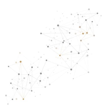 Beyaz arkaplan üzerinde soyut nokta çizgi tel çerçeve ve kompozisyon dijital olarak çizilmiş arkaplan.