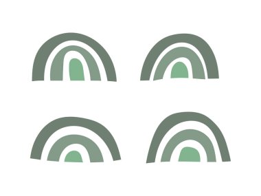 Beyaz arkaplanda el çizimi gökkuşağı simgesi izole edilmiş düz biçim vektör çizimi.