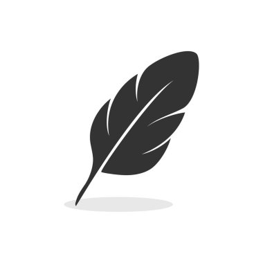 Beyaz arkaplanda tüy simgesi izole edilmiş vektör çizimi.