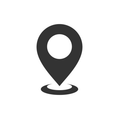 Harita pin simgesi beyaz arkaplan üzerinde basit düz biçim vektör çizimi.