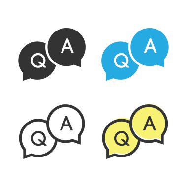 SSS soru ve cevap simgesi izole edilmiş beyaz arkaplan vektör çizimi.