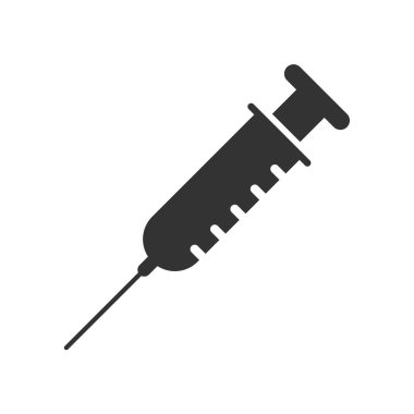 Şırınga enjeksiyon simgesi. Basit düz tasarım. Beyaz arkaplanda izole edilmiş vektör çizimi.