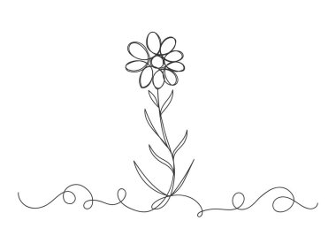 Çiçek bir çizgi sürekli çizim biçimi beyaz arkaplan üzerinde izole vektör çizimi.