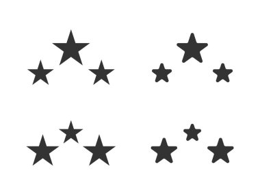 Beyaz arkaplanda yıldız derecelendirme simgesi izole edilmiş vektör çizimi.