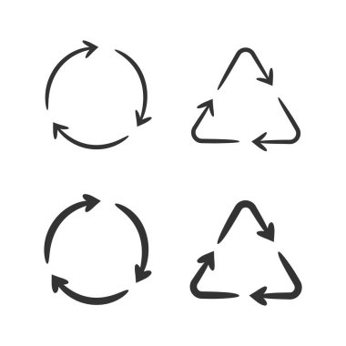 Beyaz arkaplanda izole edilmiş ok sembolünü geri dönüştür.