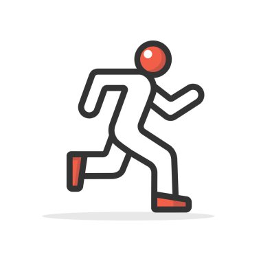 Beyaz arkaplanda simge izole edilmiş vektör çizimi çalıştıran adam.