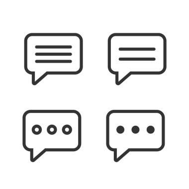 Beyaz arkaplanda konuşma balonu simgesi izole edilmiş vektör çizimi.